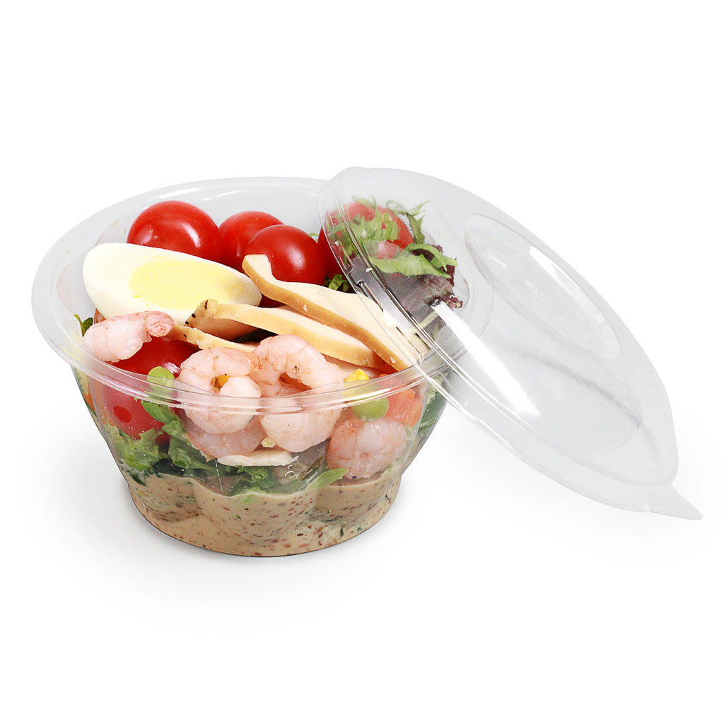 Thermo Tek 16 oz Clear Plastic Ergo-Grip Bowl - 4 3/4" x 4 3/4" x 2 1/2" - 50 count box