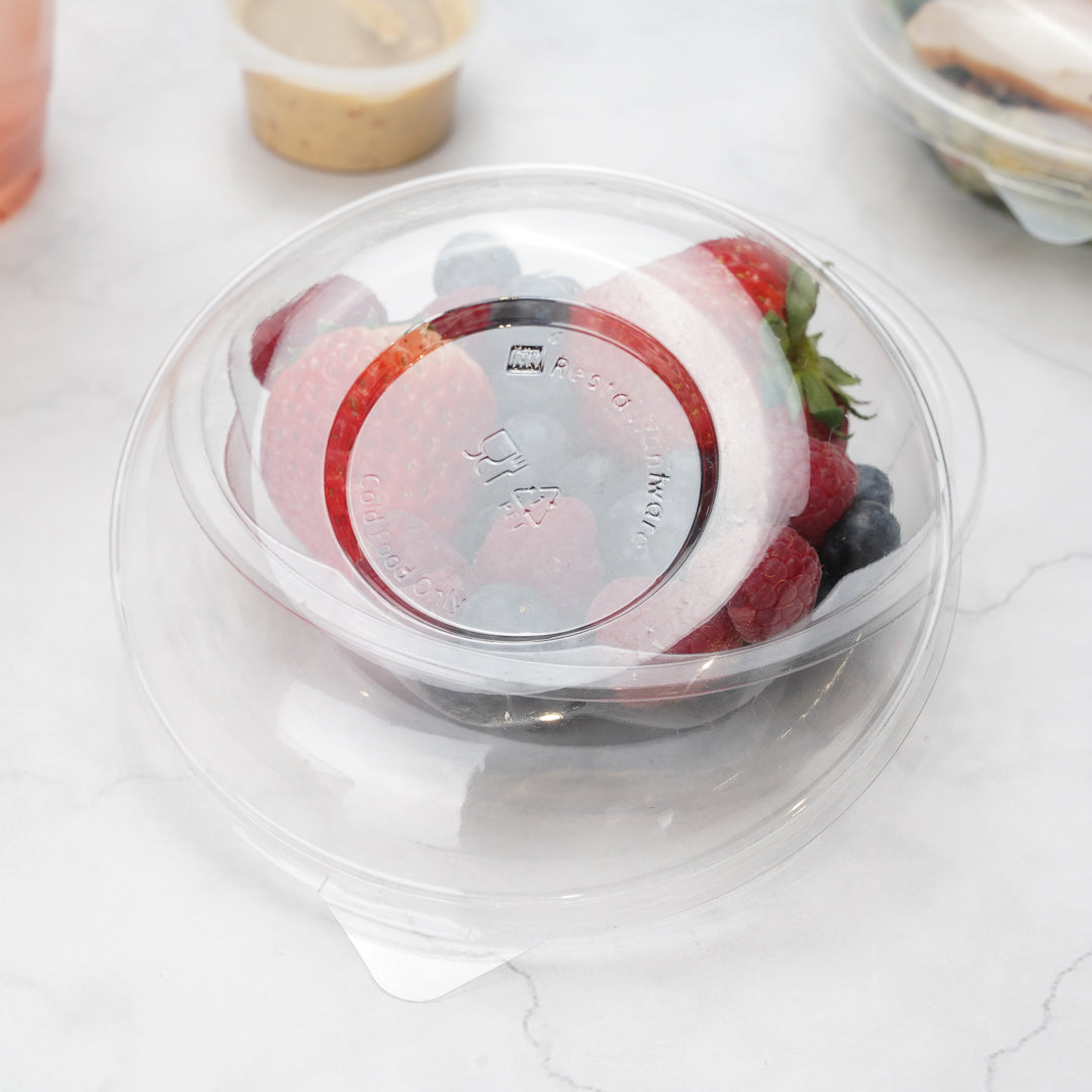 Thermo Tek Clear Plastic Ergo-Grip Bowl Lid - Fits 8 / 12 / 16 oz - 50 count box