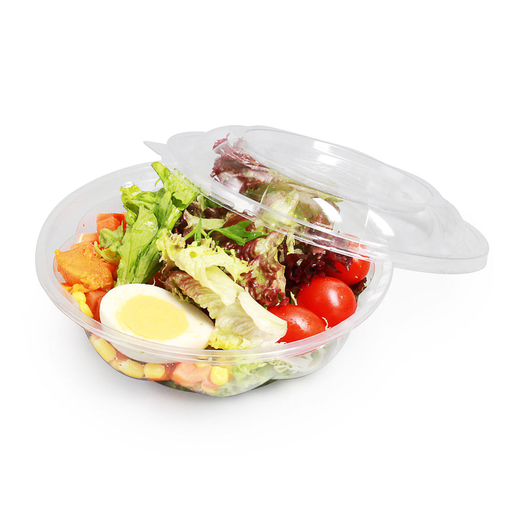 Thermo Tek 24 oz Clear Plastic Ergo-Grip Bowl - 6 3/4" x 6 3/4" x 2 1/4" - 50 count box