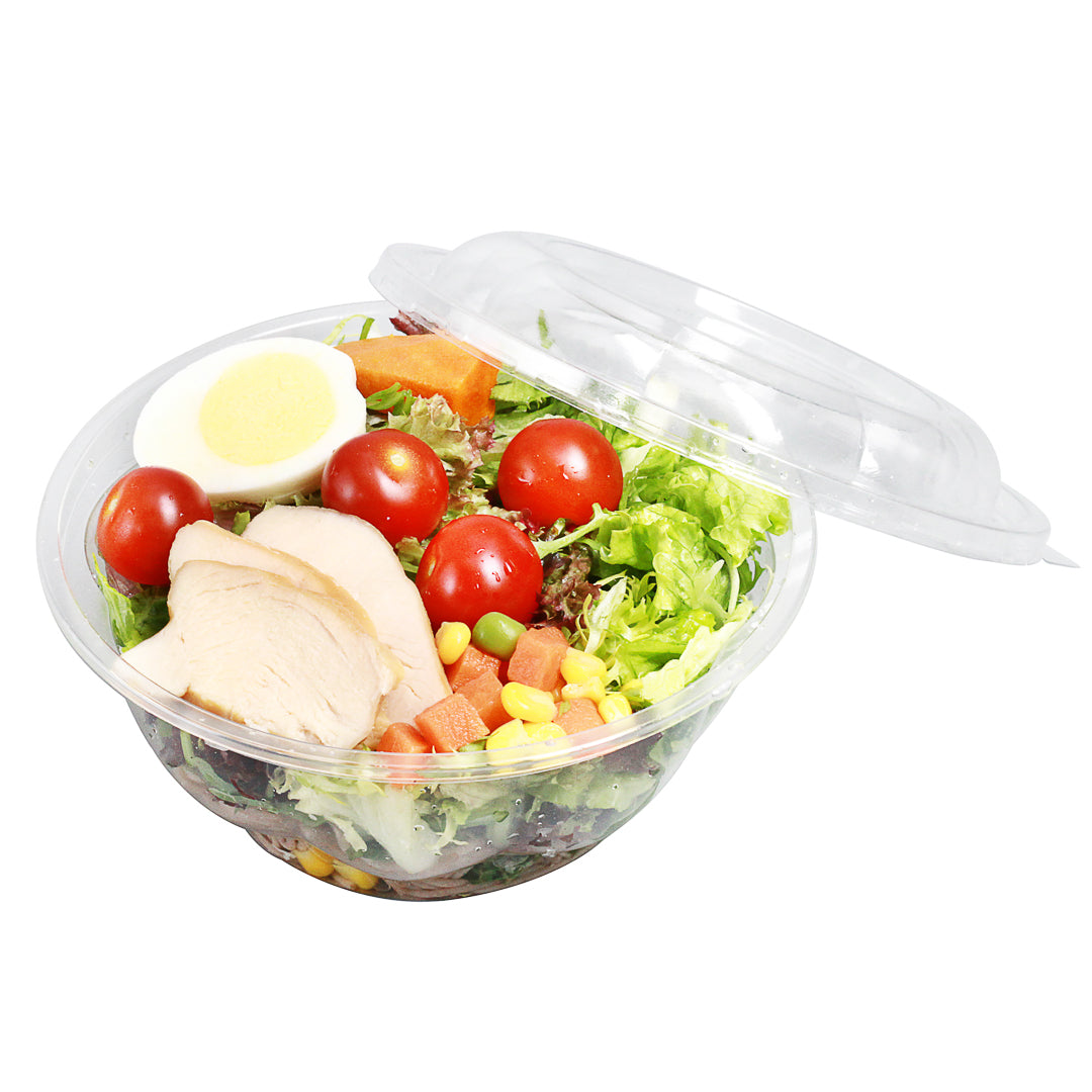 Thermo Tek 32 oz Clear Plastic Ergo-Grip Bowl - 6 3/4" x 6 3/4" x 2 3/4" - 50 count box