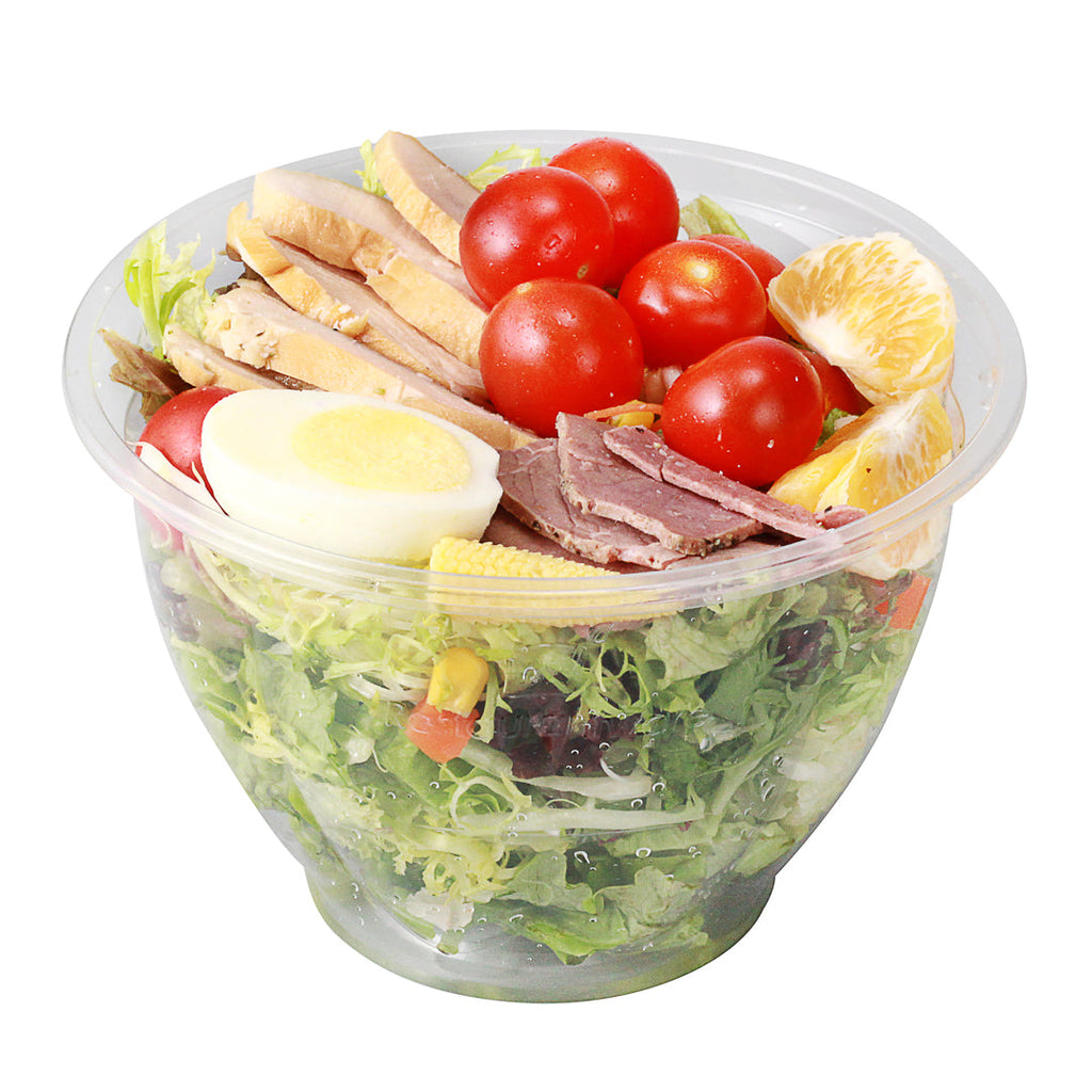 Thermo Tek 48 oz Clear Plastic Ergo-Grip Bowl - 6 3/4" x 6 3/4" x 4 1/4" - 50 count box