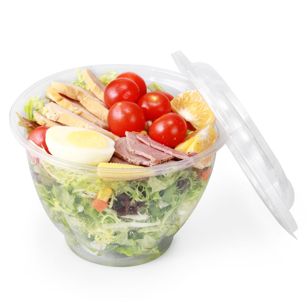 Thermo Tek 48 oz Clear Plastic Ergo-Grip Bowl - 6 3/4" x 6 3/4" x 4 1/4" - 50 count box