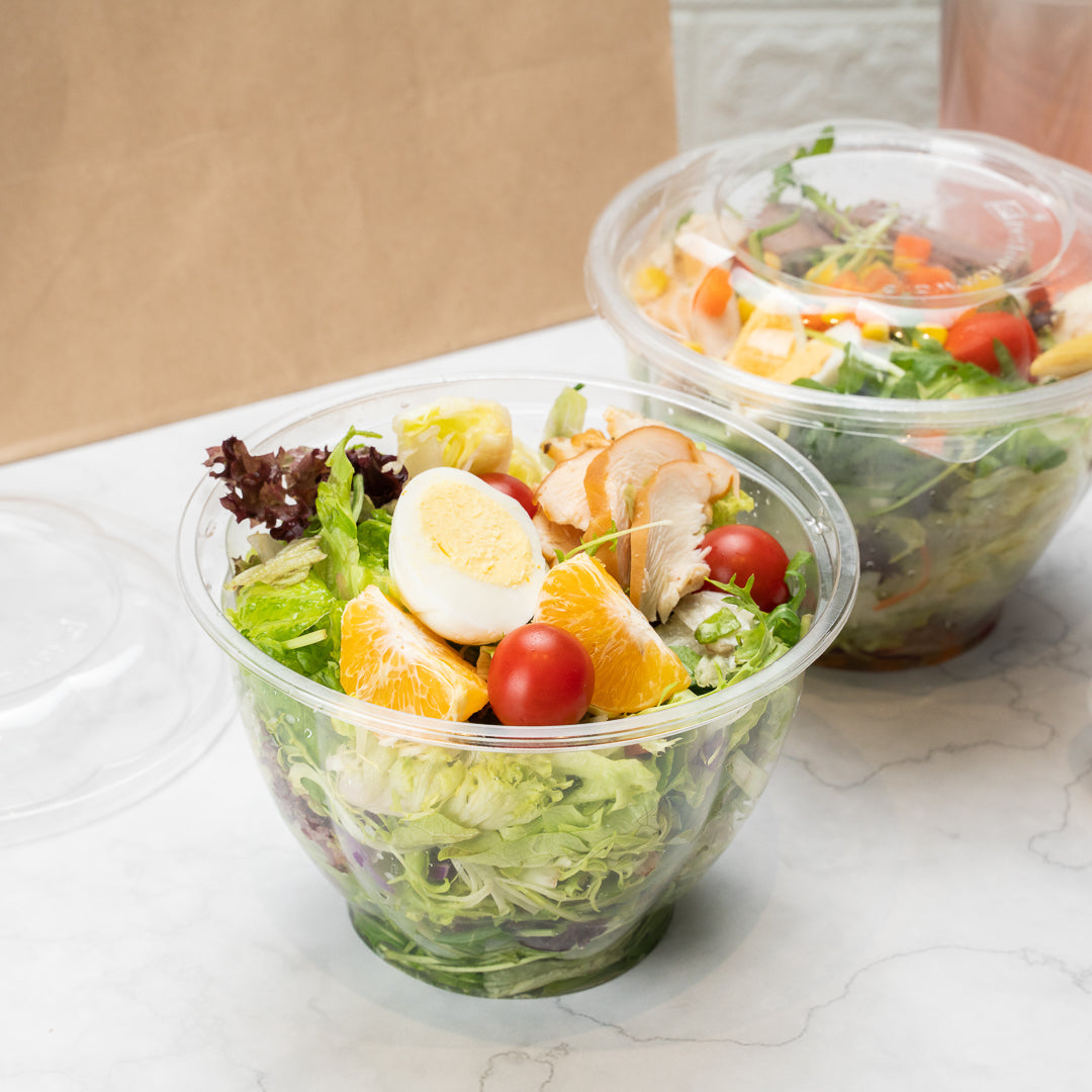 Thermo Tek 48 oz Clear Plastic Ergo-Grip Bowl - 6 3/4" x 6 3/4" x 4 1/4" - 50 count box