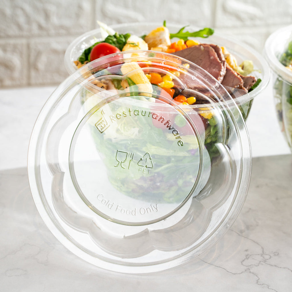 Thermo Tek Clear Plastic Ergo-Grip Bowl Lid - Fits 24 / 32 / 48 oz - 500 count box