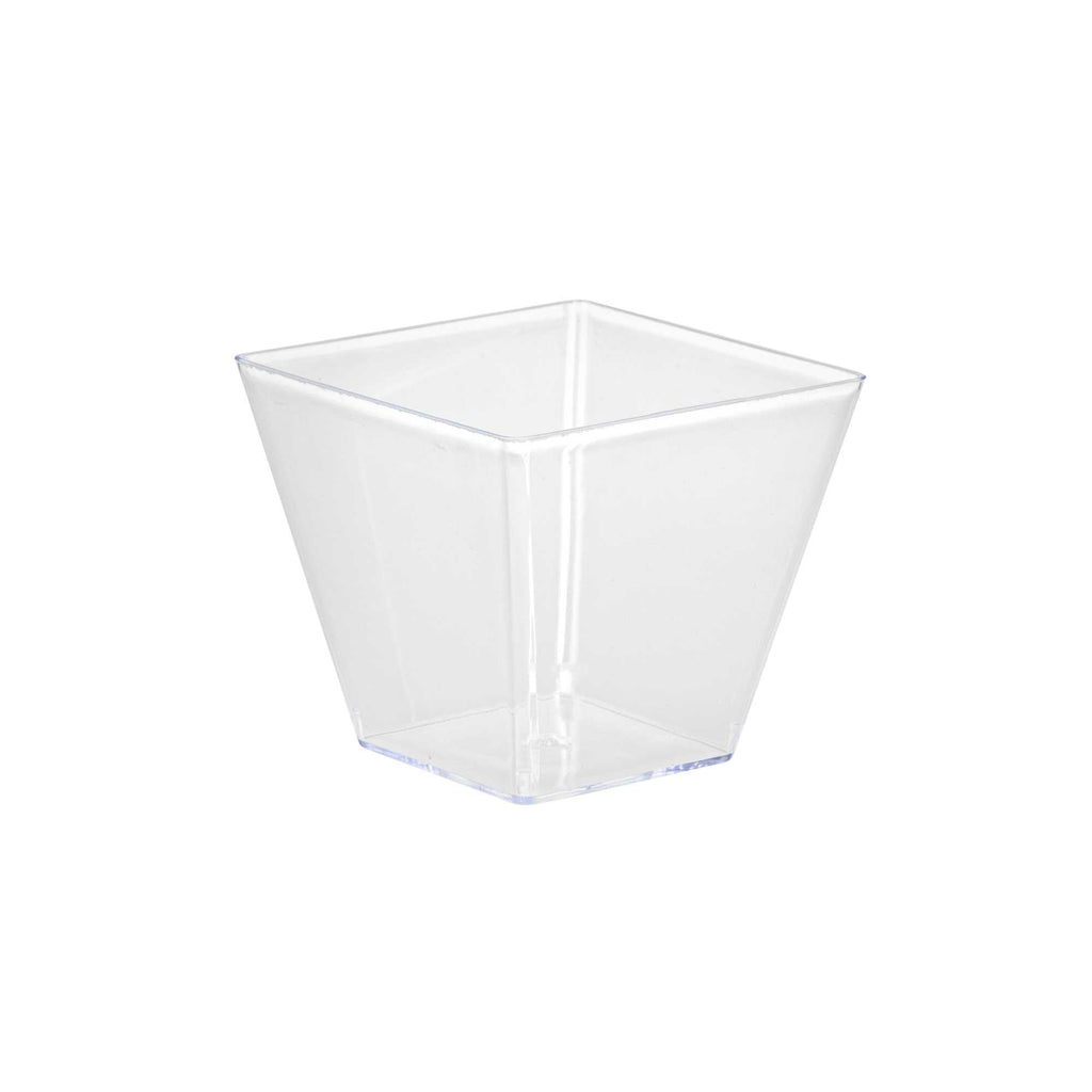Mini Serve 4 oz Square Clear Plastic Small Kova Cup - 2 1/4" x 2 1/4" x 2" - 20 count box