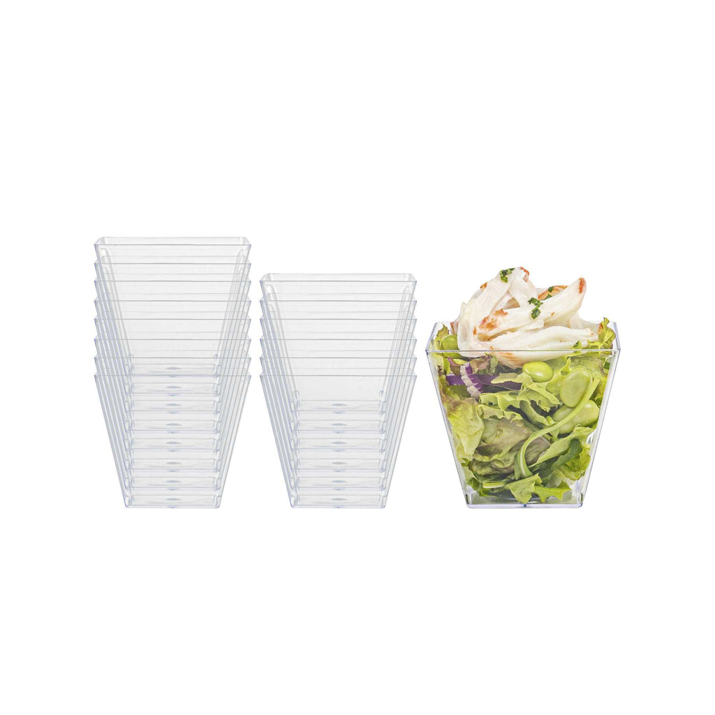 Mini Serve 4 oz Square Clear Plastic Small Kova Cup - 2 1/4" x 2 1/4" x 2" - 20 count box
