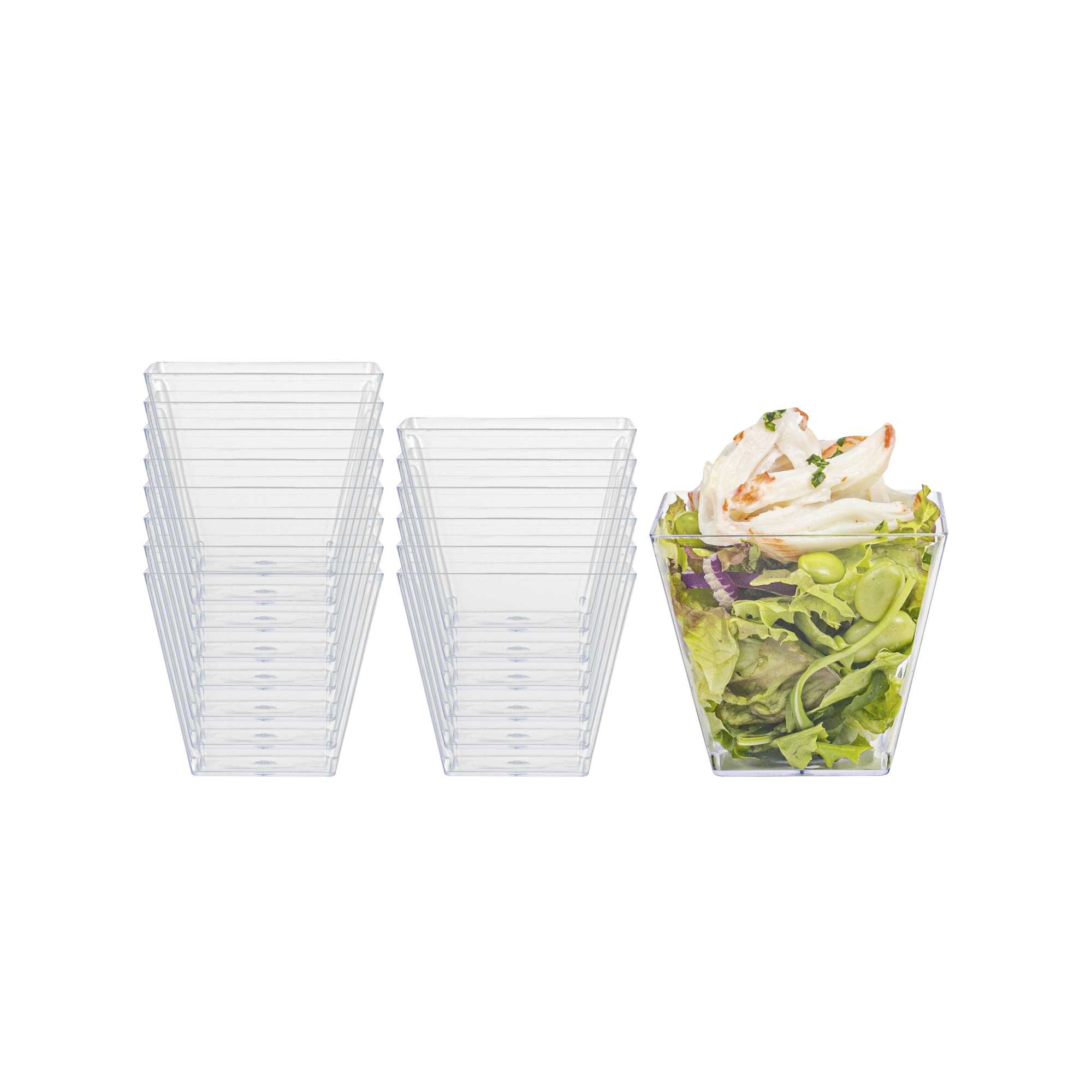 Mini Serve 4 oz Square Clear Plastic Small Kova Cup - 2 1/4" x 2 1/4" x 2" - 20 count box