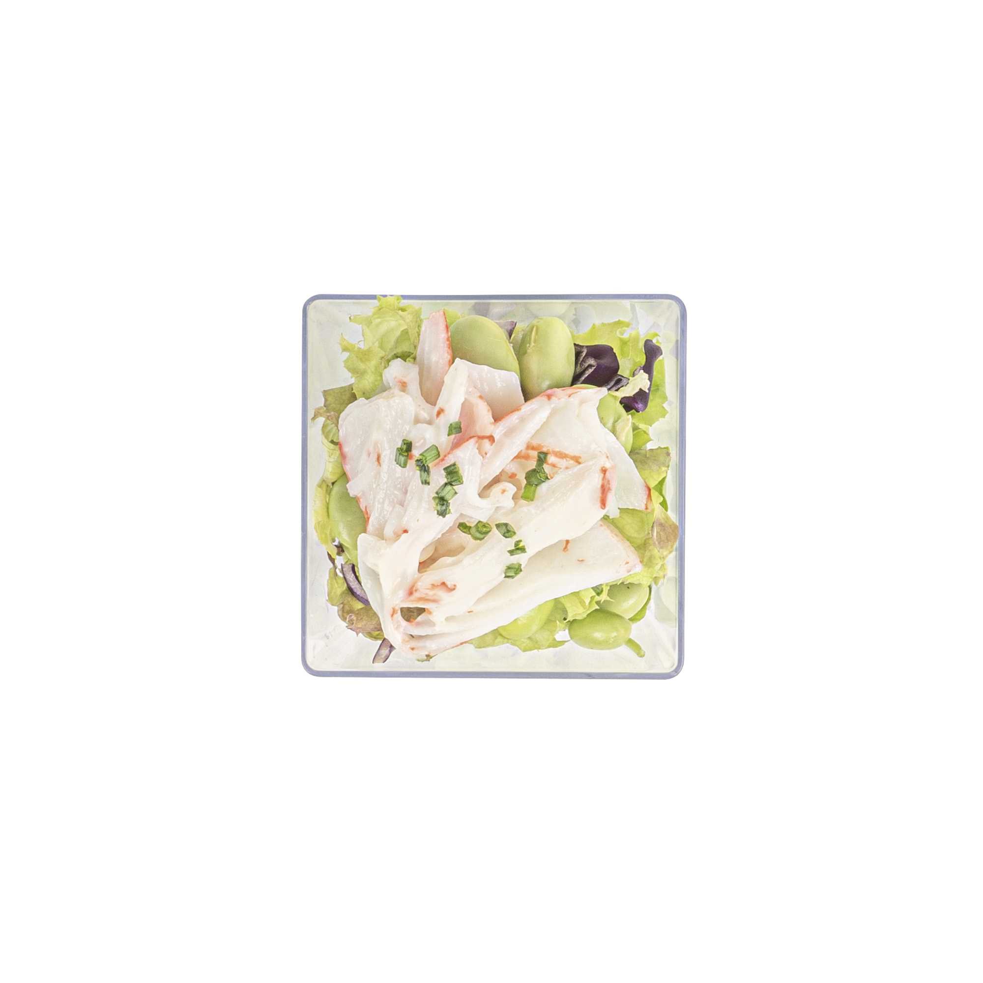 Mini Serve 4 oz Square Clear Plastic Small Kova Cup - 2 1/4" x 2 1/4" x 2" - 20 count box