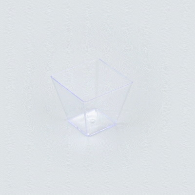 Mini Serve 4 oz Square Clear Plastic Small Kova Cup - 2 1/4" x 2 1/4" x 2" - 100 count box