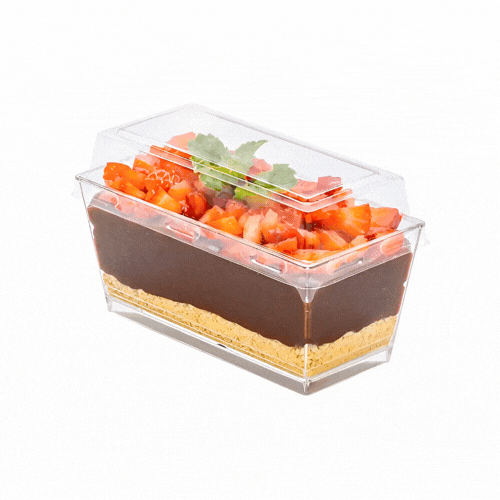 Sweet Vision 5 oz Rectangle Clear Plastic Cake / Dessert Container - with Lid - 4" x 2" x 1 3/4" - 100 count box