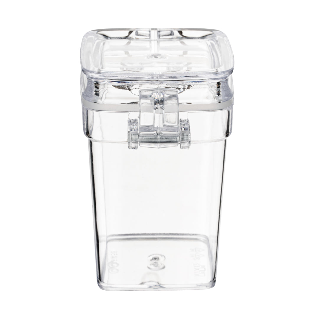 Mini Serve 3 oz Square Clear Plastic Nostalgic Mason Jar - with Clamp Lid - 2 1/2" x 2" x 3" - 100 count box