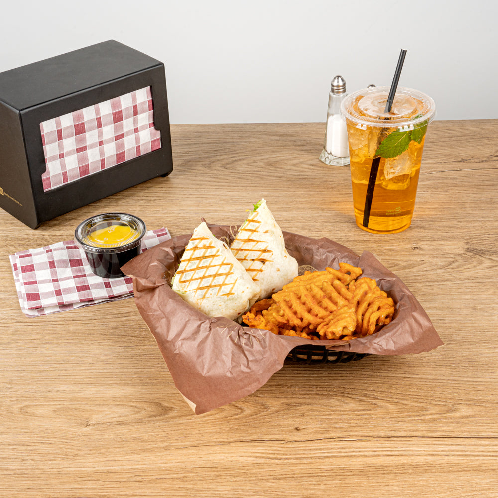 Chef 101 Oval Black Plastic Fast Food Serving Basket - 10 1/4" x 6 3/4" x 2" - 10 count box
