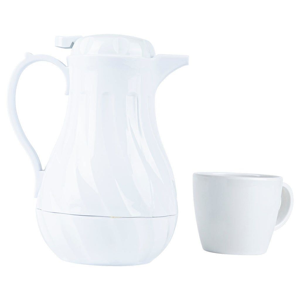 Restpresso 20 oz White Thermal Coffee Carafe / Server - 6 1/2" x 5" x 8" - 10 count box