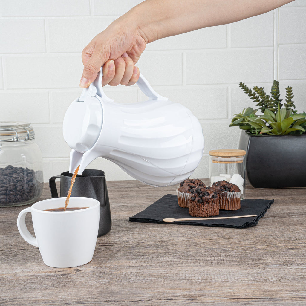 Restpresso 20 oz White Thermal Coffee Carafe / Server - 6 1/2" x 5" x 8" - 10 count box