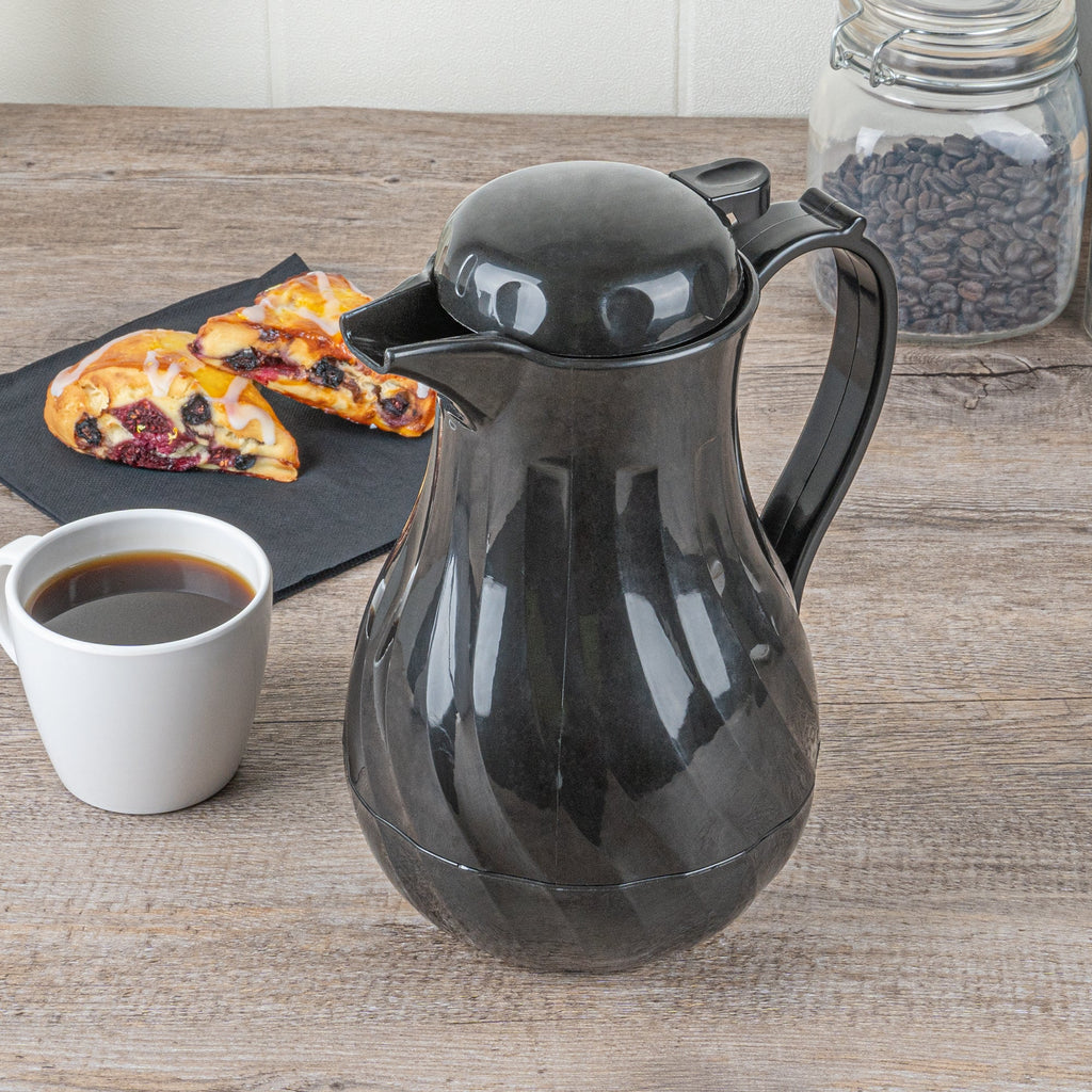 Restpresso 42 oz Black Thermal Coffee Carafe / Server - 8" x 6" x 10" - 10 count box