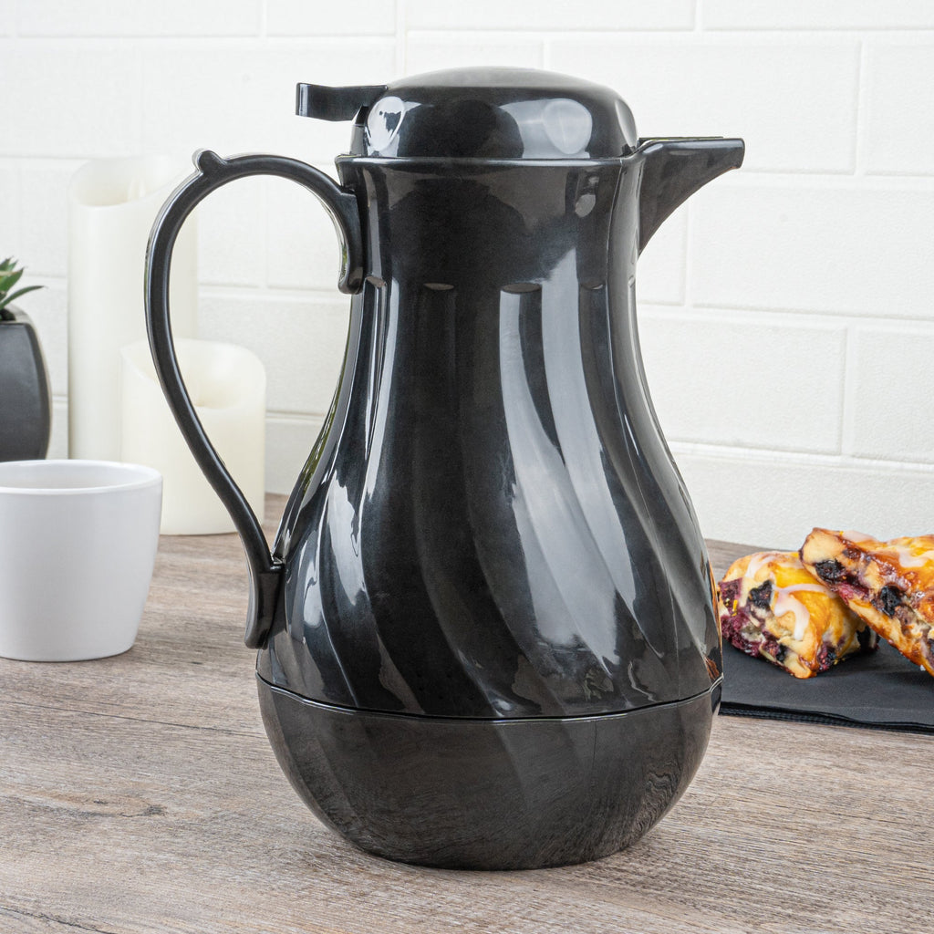 Restpresso 42 oz Black Thermal Coffee Carafe / Server - 8" x 6" x 10" - 10 count box