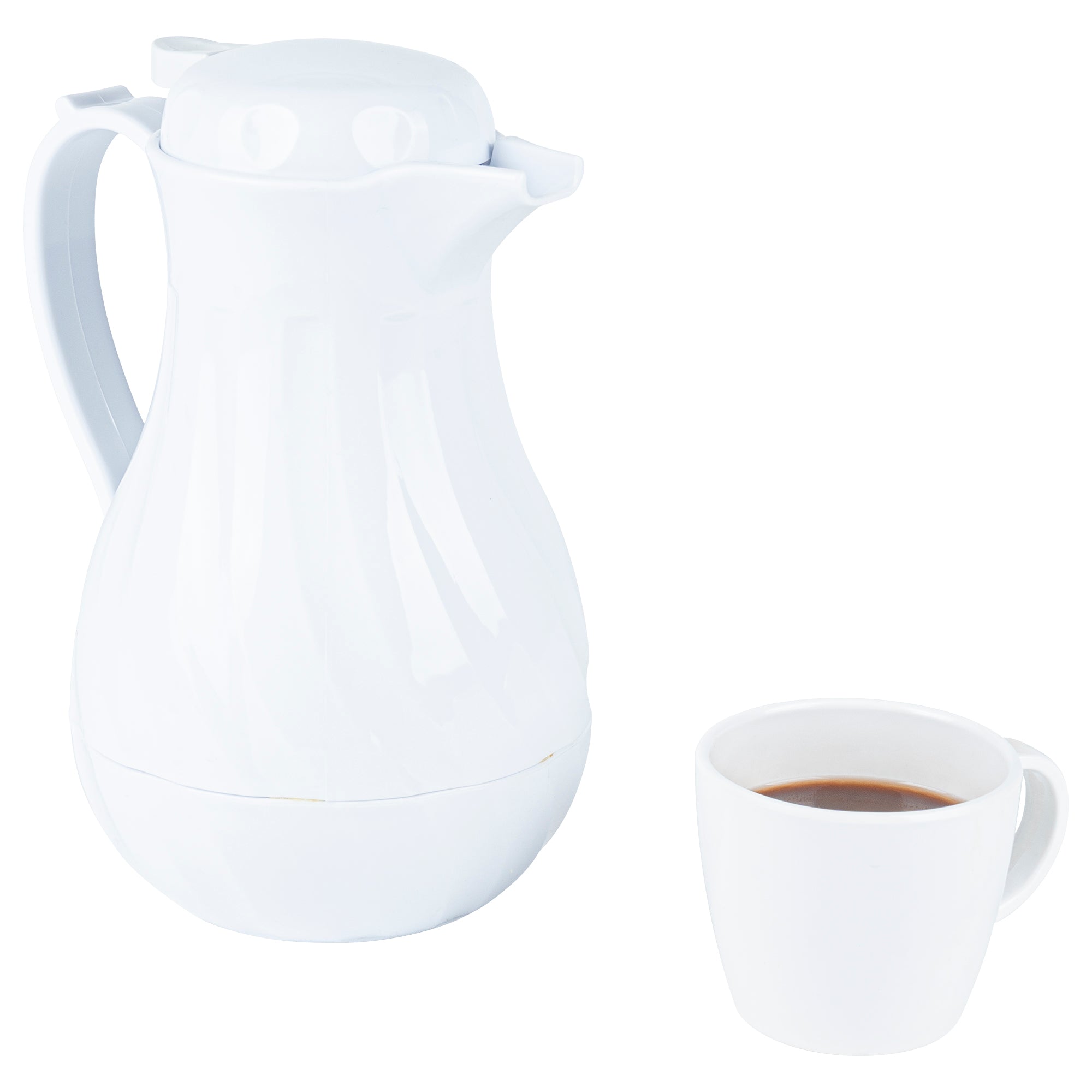 Restpresso 42 oz White Thermal Coffee Carafe / Server - 8" x 6" x 10" - 1 count box