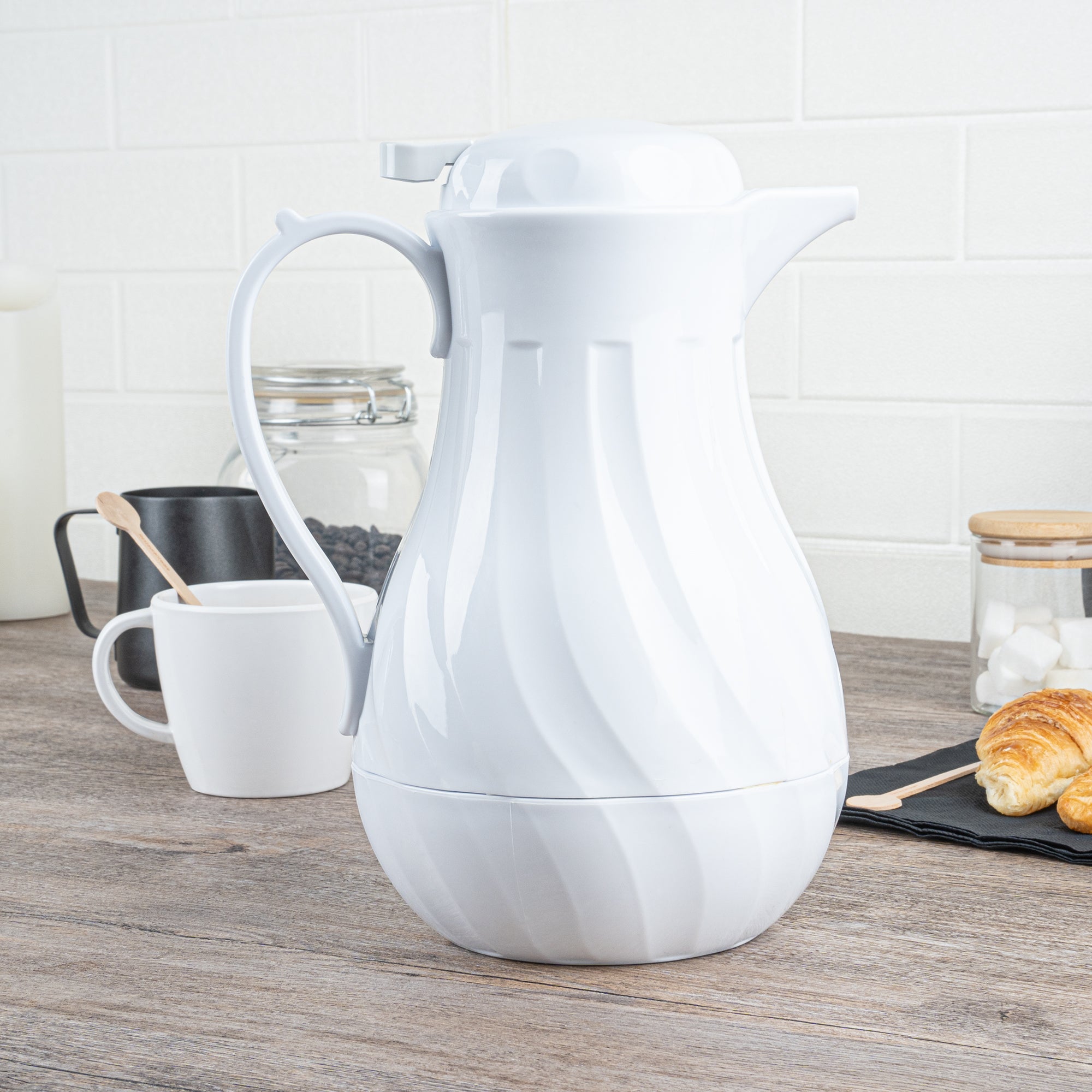 Restpresso 42 oz White Thermal Coffee Carafe / Server - 8" x 6" x 10" - 1 count box