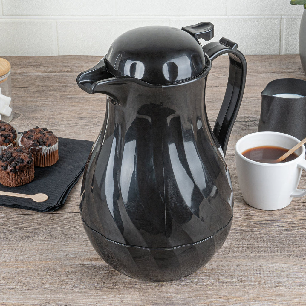 Restpresso 64 oz Black Thermal Coffee Carafe / Server - 8 3/4" x 6 1/4" x 11" - 10 count box