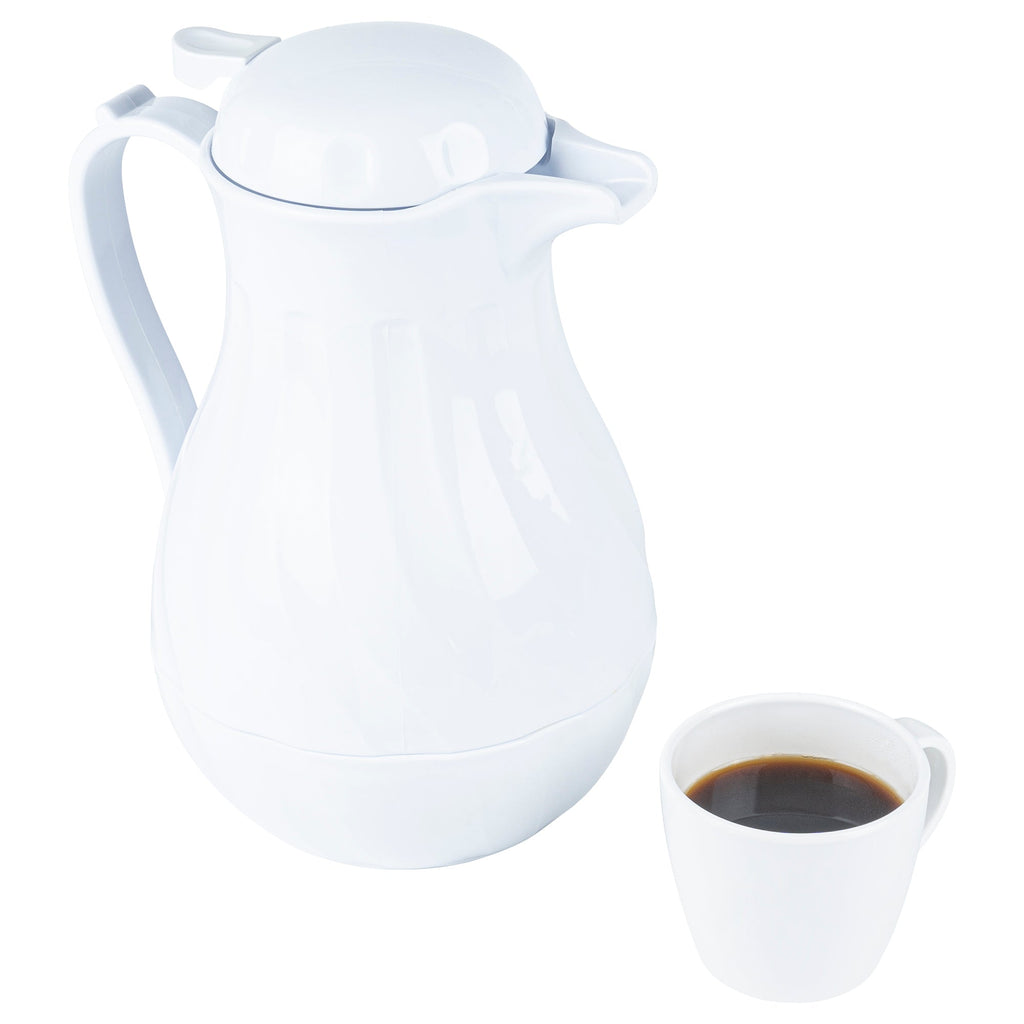 Restpresso 64 oz White Thermal Coffee Carafe / Server - 8 3/4" x 6 1/4" x 11" - 1 count box