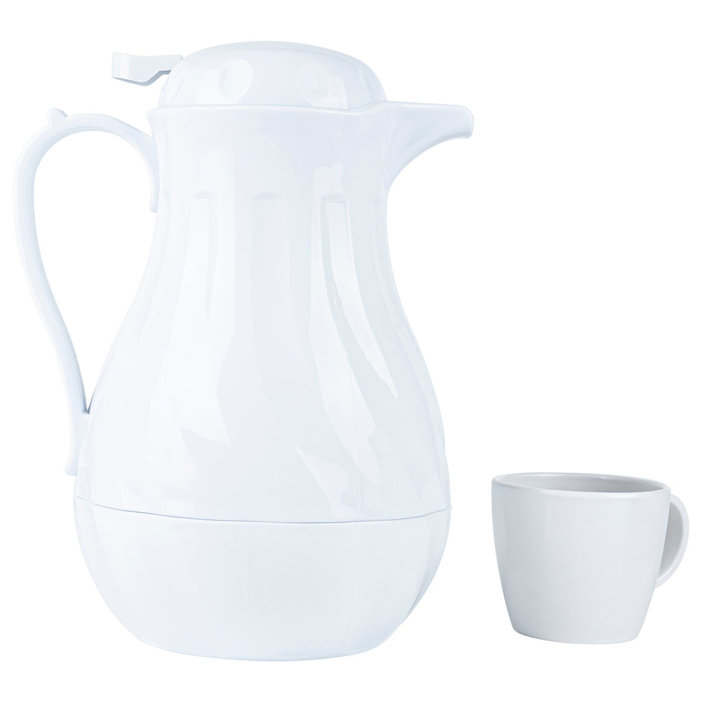Restpresso 64 oz White Thermal Coffee Carafe / Server - 8 3/4" x 6 1/4" x 11" - 10 count box
