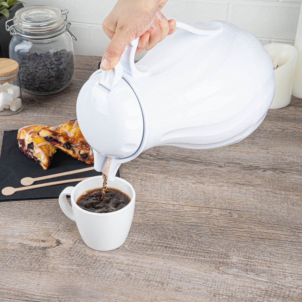Restpresso 64 oz White Thermal Coffee Carafe / Server - 8 3/4" x 6 1/4" x 11" - 10 count box