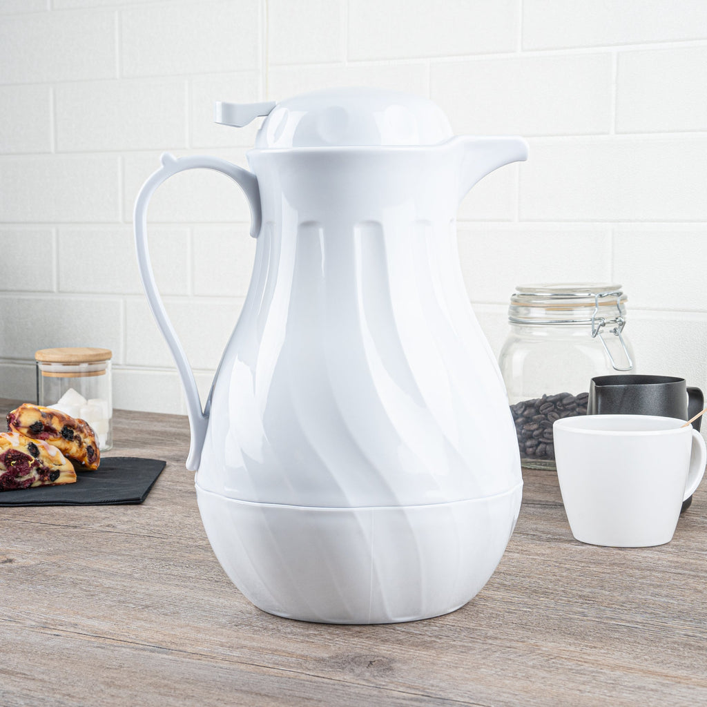 Restpresso 64 oz White Thermal Coffee Carafe / Server - 8 3/4" x 6 1/4" x 11" - 10 count box