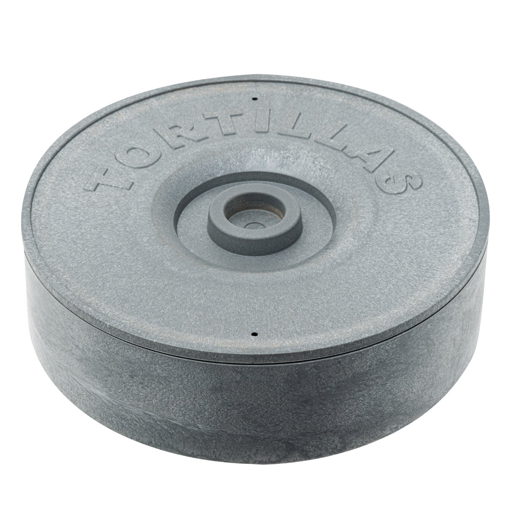 Chef 101 Round Gray Plastic Tortilla Warmer / Server - 8 1/2" x 8 1/2" x 2 1/4" - 10 count box