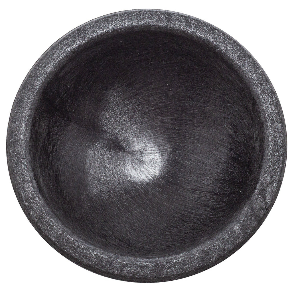 Chef 101 4 oz Round Black Thermal Plastic Molcajete Bowl - 4" x 4" x 1 1/2" - 10 count box