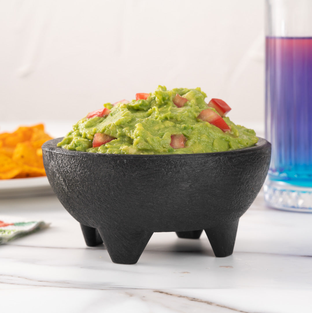 Chef 101 10 oz Black Thermal Plastic Molcajete Bowl - 5 1/4" x 5 1/4" x 2 1/2" - 1 count box