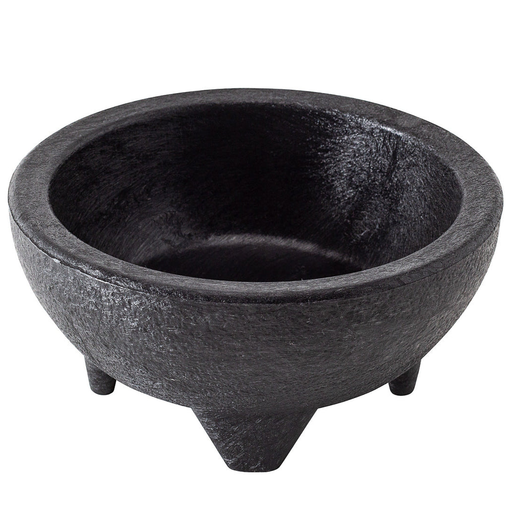Chef 101 10 oz Round Black Thermal Plastic Molcajete Bowl - 5 1/4" x 5 1/4" x 2 1/2" - 10 count box
