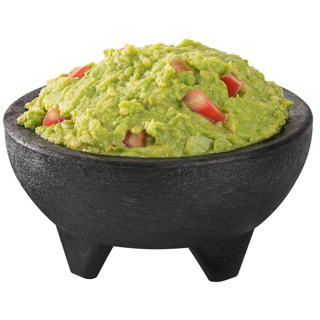 Chef 101 10 oz Round Black Thermal Plastic Molcajete Bowl - 5 1/4" x 5 1/4" x 2 1/2" - 10 count box