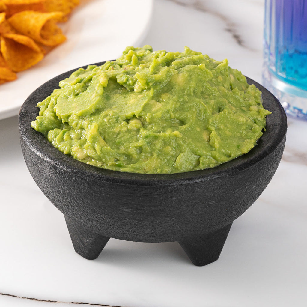 Chef 101 10 oz Round Black Thermal Plastic Molcajete Bowl - 5 1/4" x 5 1/4" x 2 1/2" - 10 count box