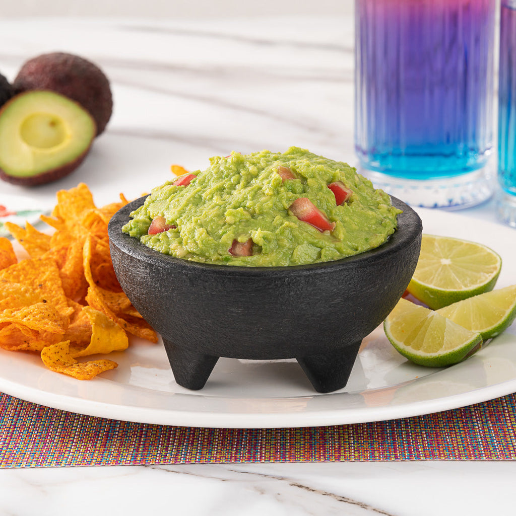 Chef 101 10 oz Round Black Thermal Plastic Molcajete Bowl - 5 1/4" x 5 1/4" x 2 1/2" - 10 count box