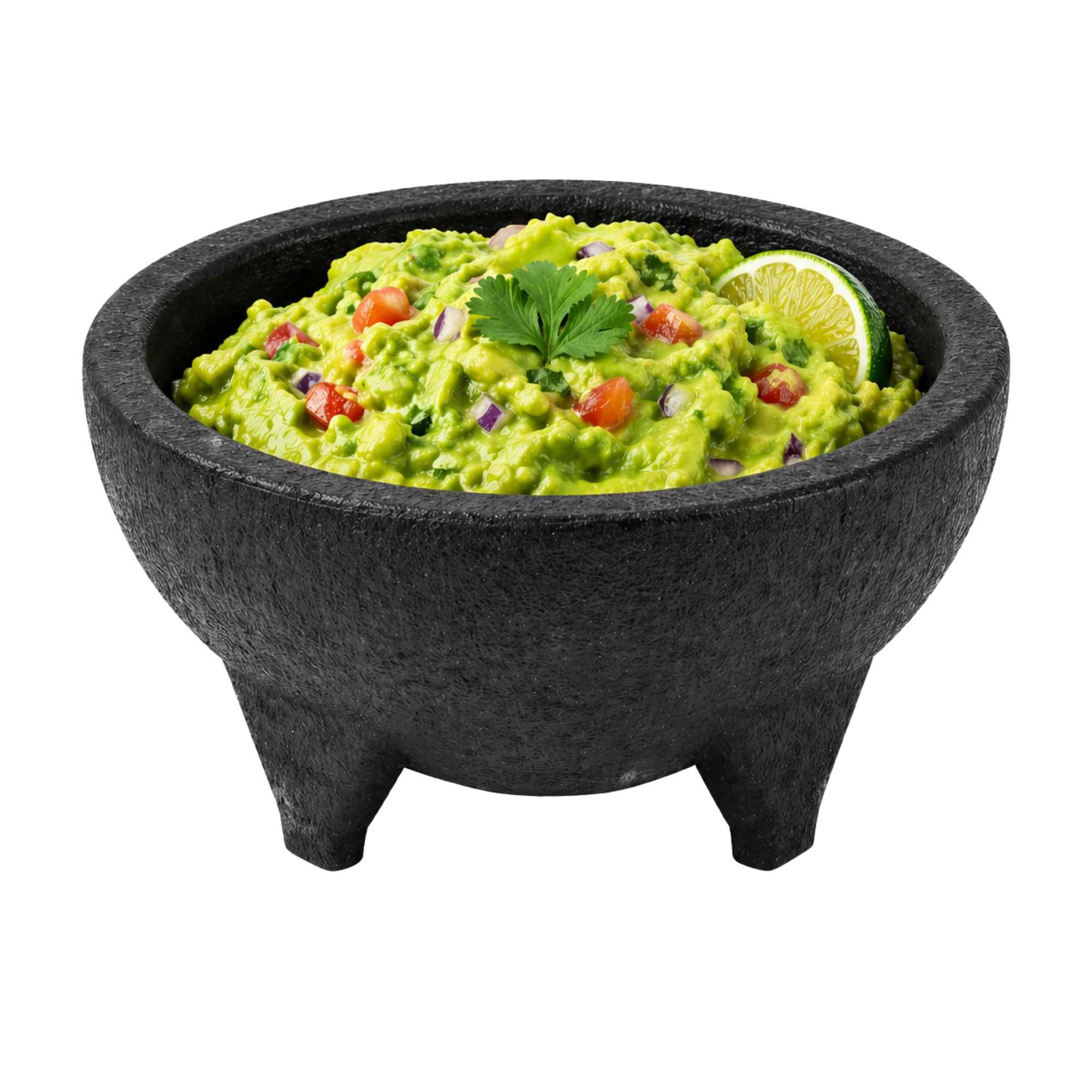 Chef 101 56 oz Black Thermal Plastic Molcajete Bowl - 8 3/4" x 8 3/4" x 4" - 1 count box