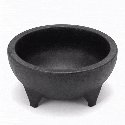 Chef 101 56 oz Black Thermal Plastic Molcajete Bowl - 8 3/4" x 8 3/4" x 4" - 1 count box