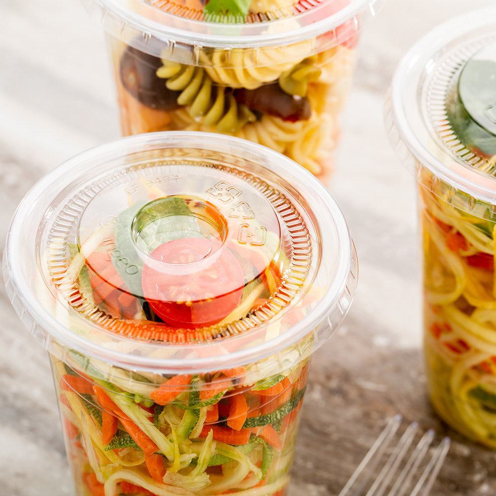 Sustain Round Clear PLA Plastic Flat Lid - For 9, 12, 16 and 20 oz Drinking Cup, Compostable - 1000 count box