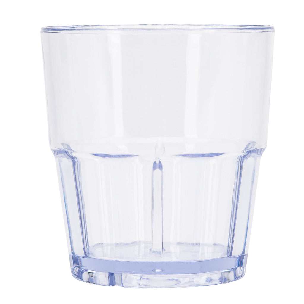 Bev Tek 9 oz Clear Plastic Tumbler - Shatter-Resistant - 3 1/2" x 3 1/2" x 3 1/2" - 10 count box