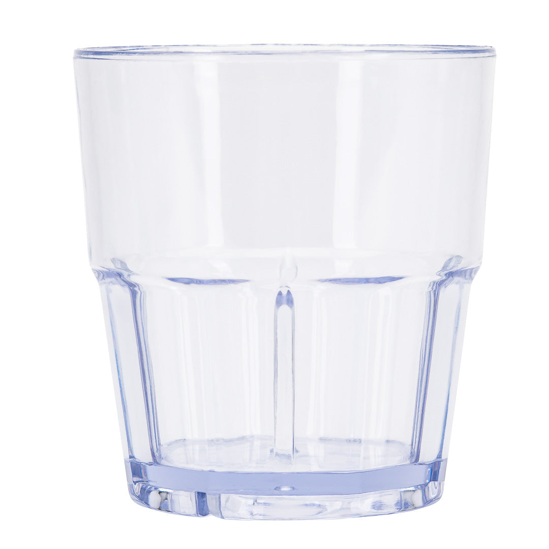 Bev Tek 9 oz Round Clear Plastic Tumbler - Shatter-Resistant - 3 1/2" x 3 1/2" x 3 1/2" - 50 count box