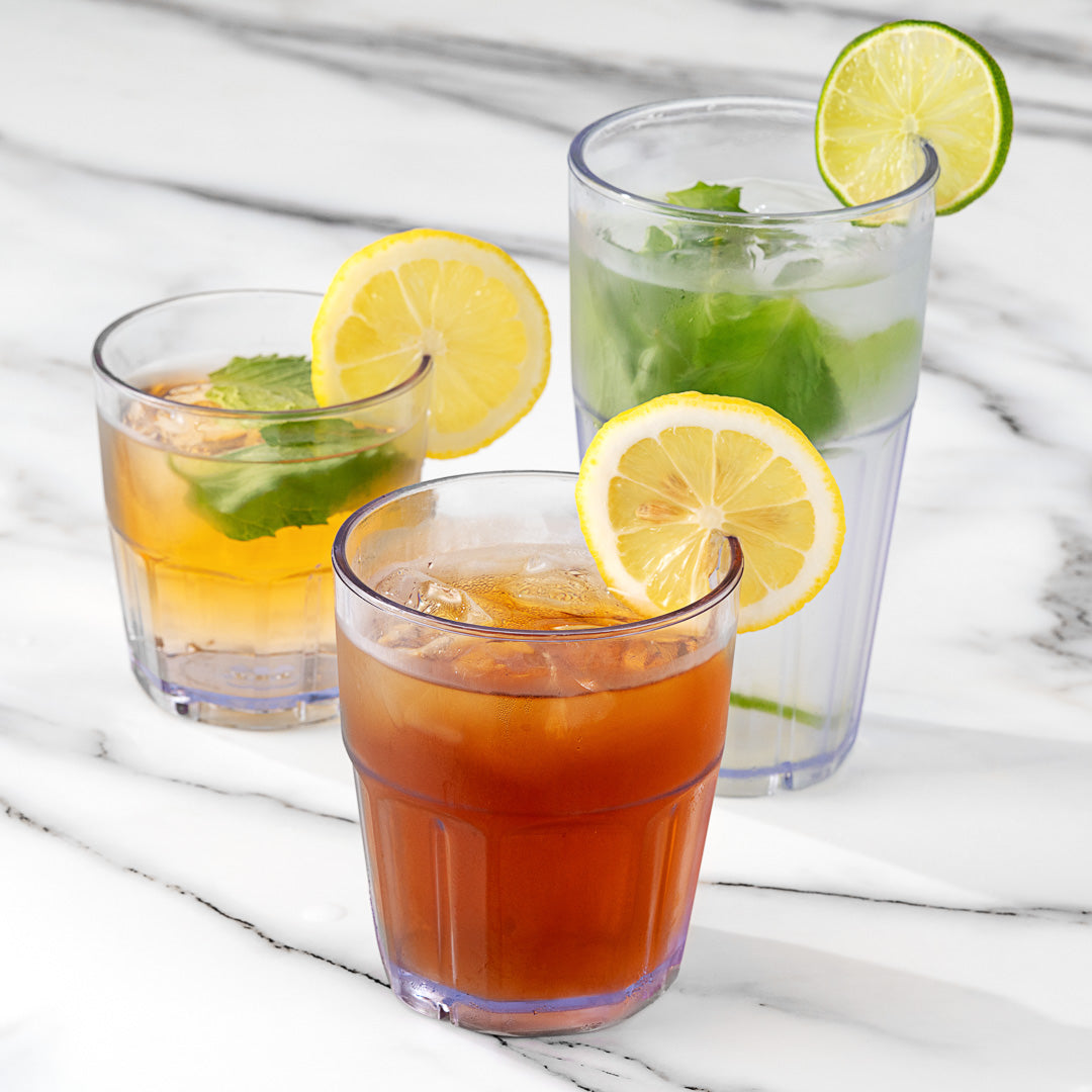 Bev Tek 12 oz Round Clear Plastic Tumbler - Shatter-Resistant - 3 1/2" x 3 1/2" x 4" - 50 count box