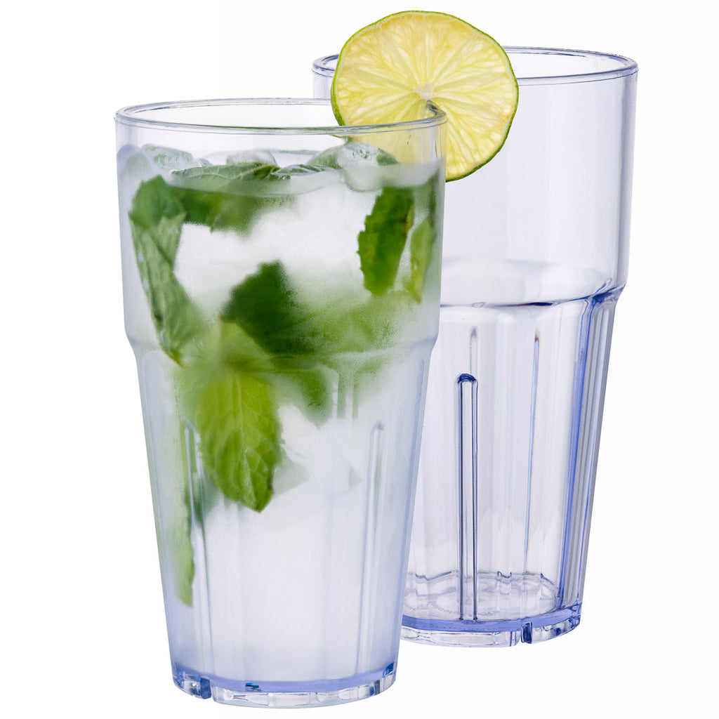 Bev Tek 16 oz Clear Plastic Tumbler - Shatter-Resistant - 3 1/2" x 3 1/2" x 6" - 10 count box