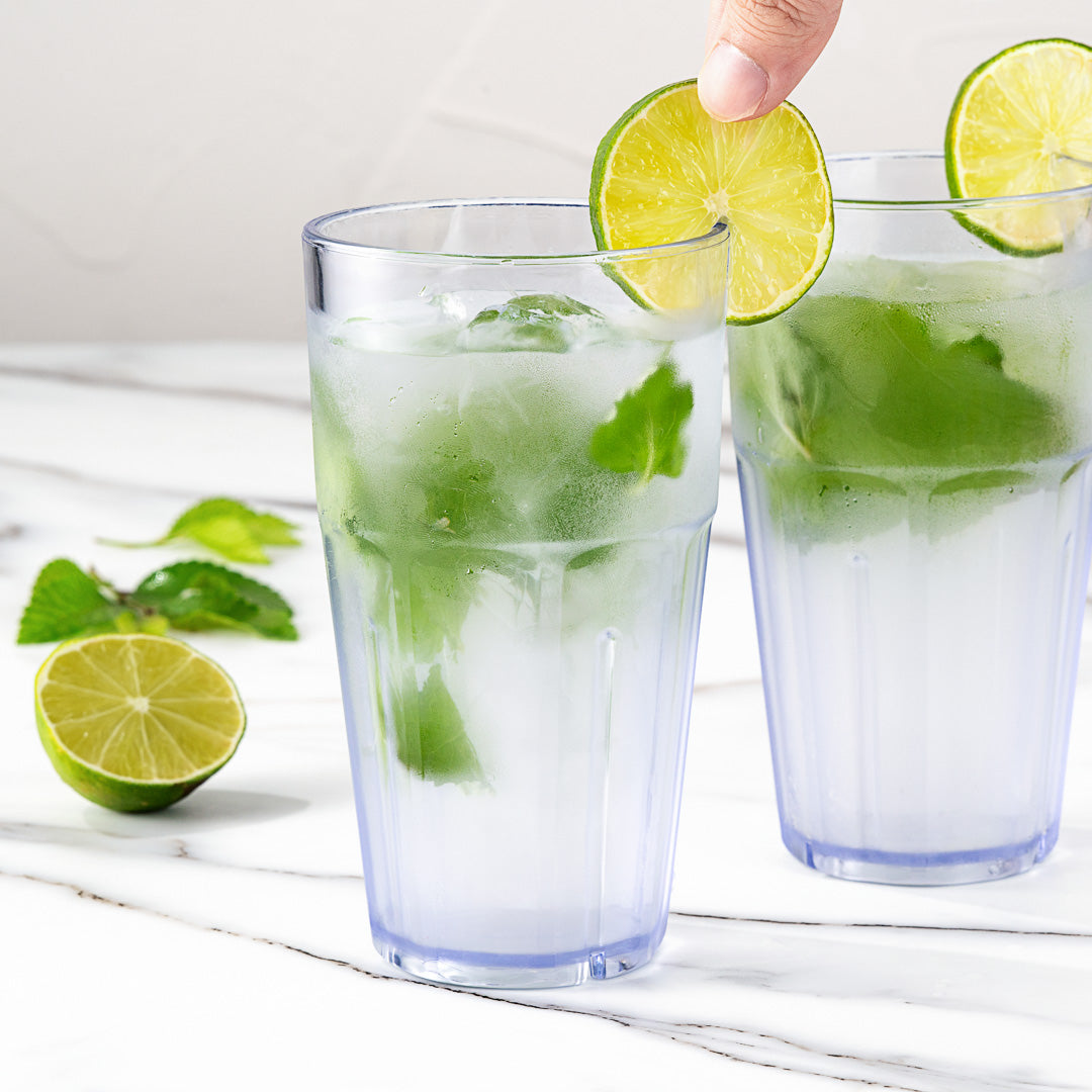 Bev Tek 16 oz Clear Plastic Tumbler - Shatter-Resistant - 3 1/2" x 3 1/2" x 6" - 10 count box