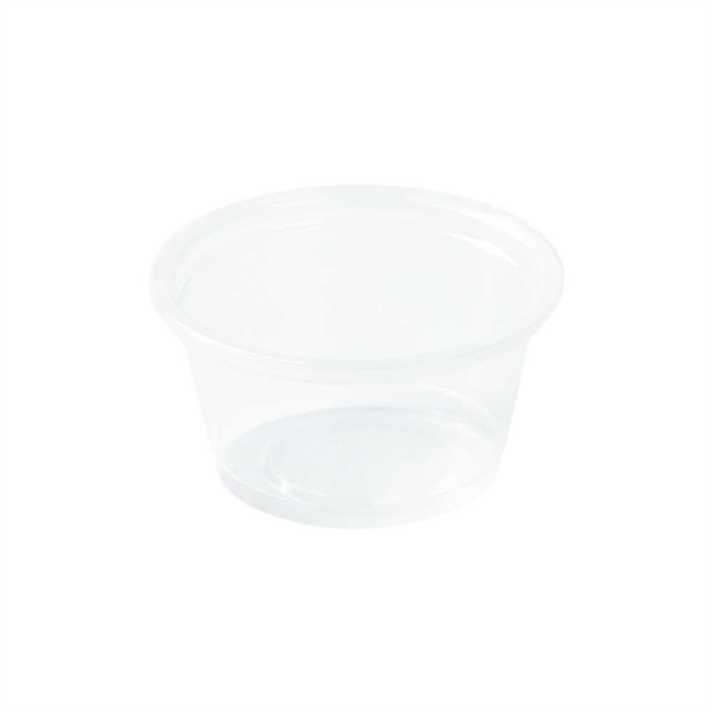 Chef 101 0.8 oz Round Clear Plastic Portion Cup - 1 3/4" x 1 3/4" x 1" - 2000 count box