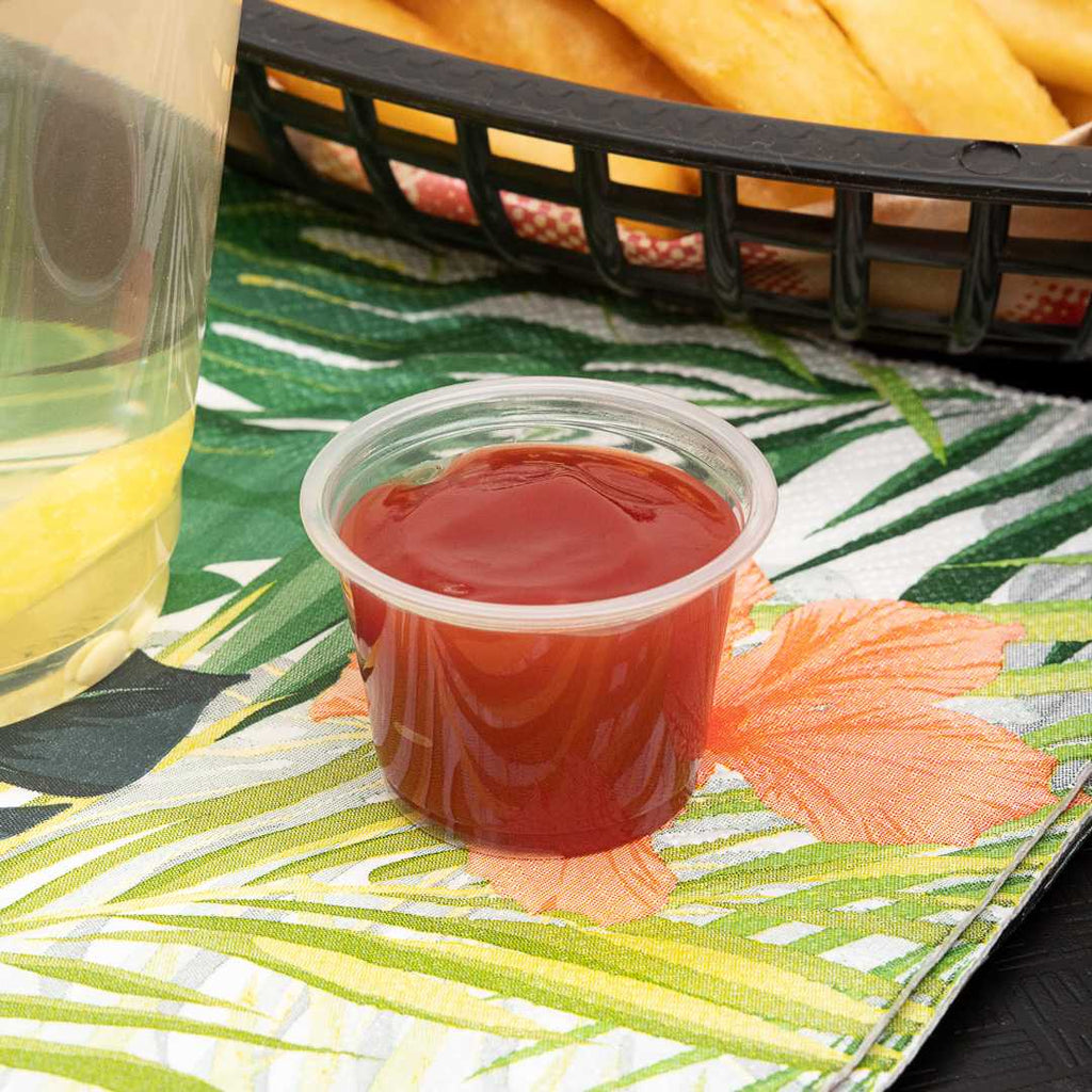 Chef 101 1 oz Round Clear Plastic Portion Cup - 1 3/4" x 1 3/4" x 1 1/4" - 2000 count box