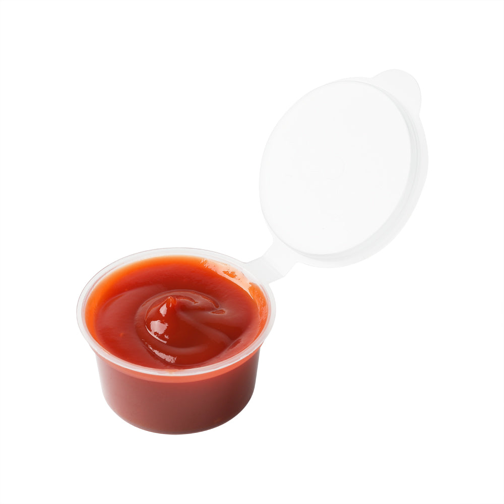 Chef 101 2 oz Clear Plastic Portion Cup - with Hinged Lid - 2 3/4" x 2 3/4" x 1" - 100 count box