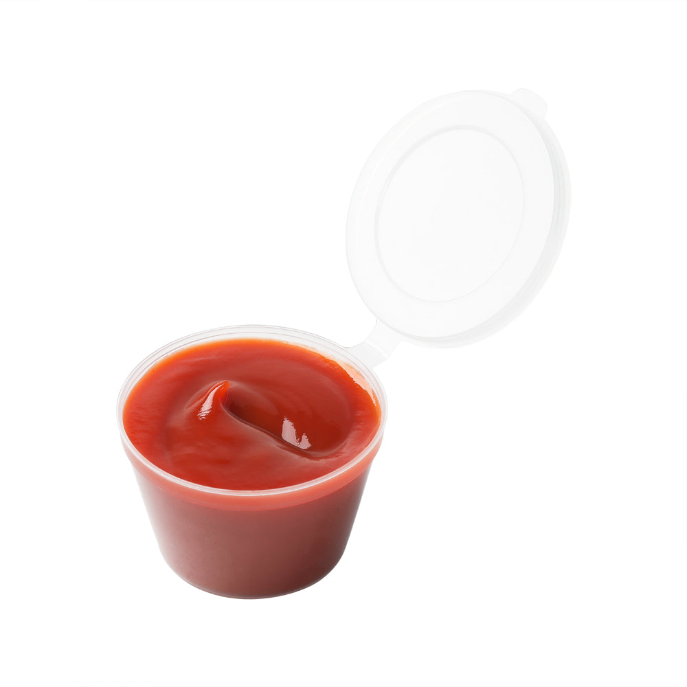 Chef 101 3 oz Clear Plastic Portion Cup - with Hinged Lid - 2 3/4" x 2 3/4" x 1 1/2" - 100 count box
