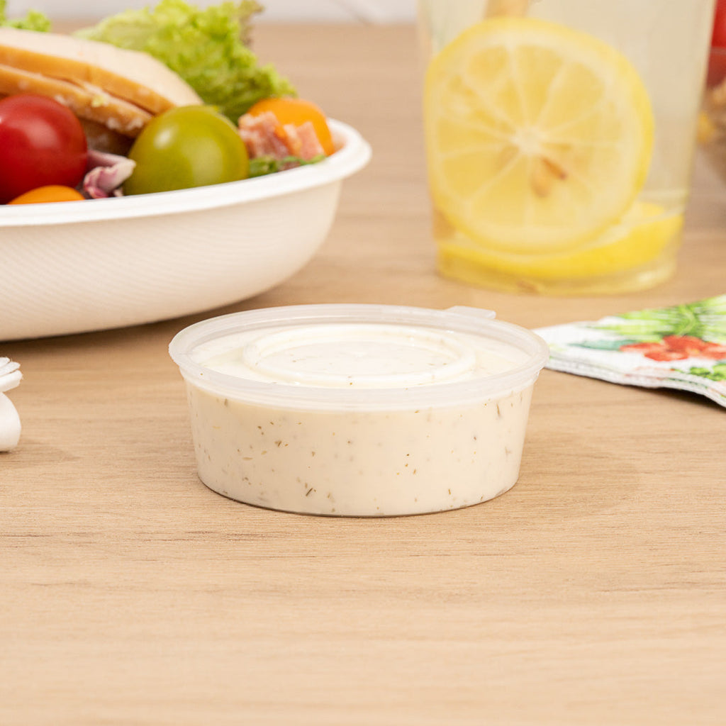 Chef 101 3 oz Clear Plastic Portion Cup - with Hinged Lid - 2 3/4" x 2 3/4" x 1 1/2" - 100 count box