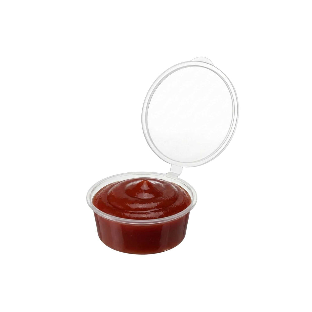Chef 101 4 oz Clear Plastic Portion Cup - with Hinged Lid - 3 1/4" x 3 1/4" x 1 1/4" - 100 count box