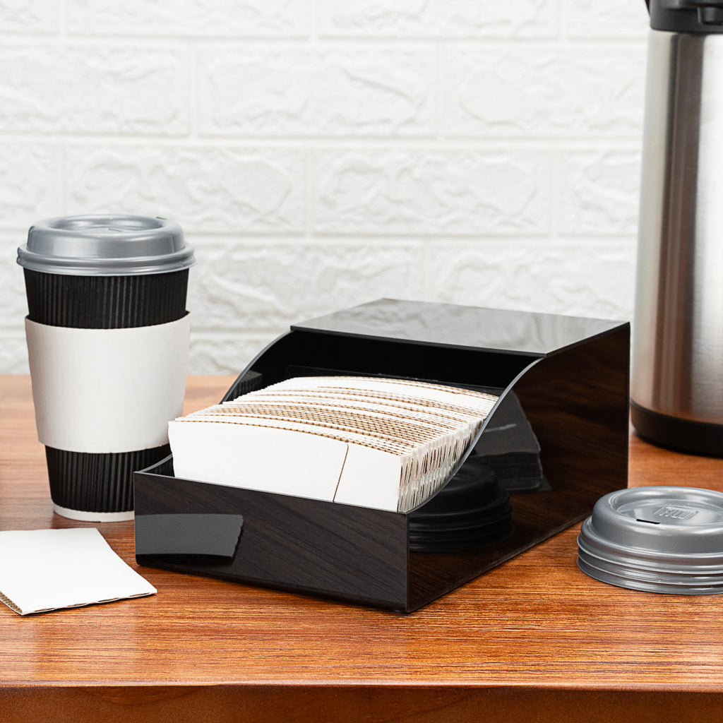 Restpresso Black Acrylic Horizontal Coffee Cup Sleeve Dispenser - 9 1/2" x 6" x 3 3/4" - 1 count box