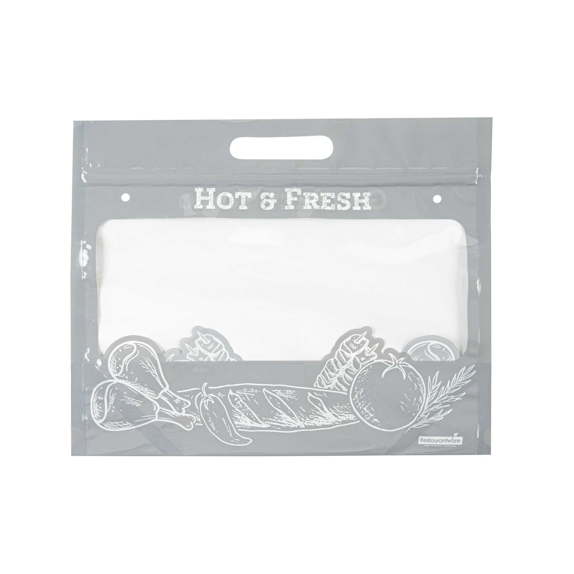 Bag Tek Gray Plastic Rotisserie Chicken / Hot Food Bag - Hot & Fresh - 12 3/4" x 5 3/4" x 10 1/4" - 100 count box